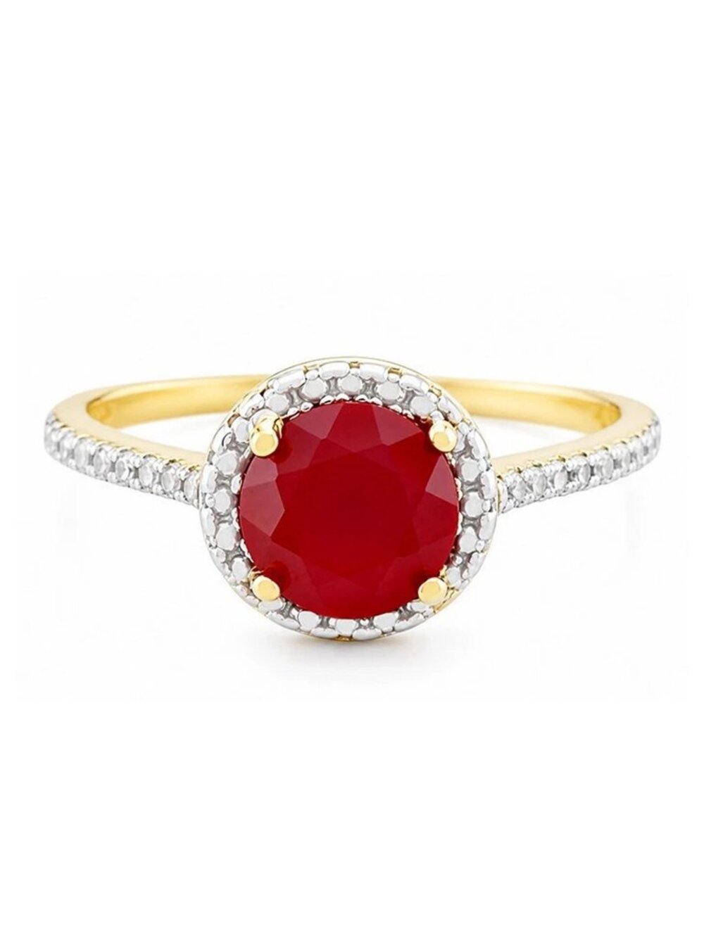 Genuine 1.58 Cts Ruby & Diamond Ring 10k Gold